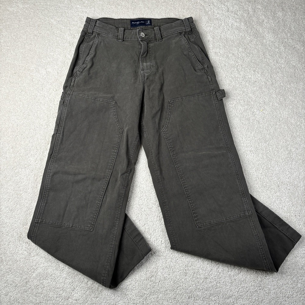 Abercrombie Fitch Double Knee Pants Men's 28x30 (27x28) Green Baggy Carpenter